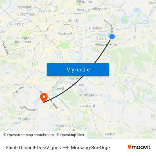 Saint-Thibault-Des-Vignes to Morsang-Sur-Orge map