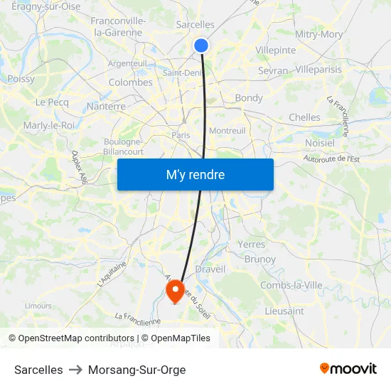 Sarcelles to Morsang-Sur-Orge map