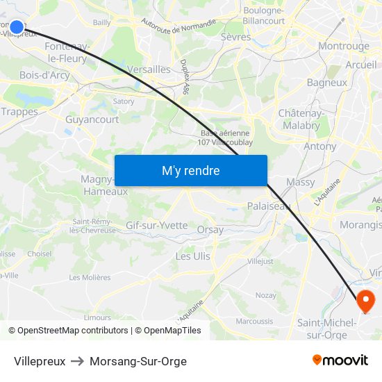 Villepreux to Morsang-Sur-Orge map