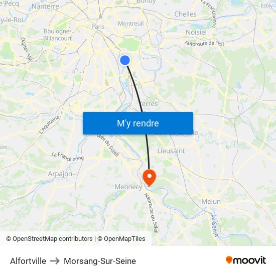 Alfortville to Morsang-Sur-Seine map