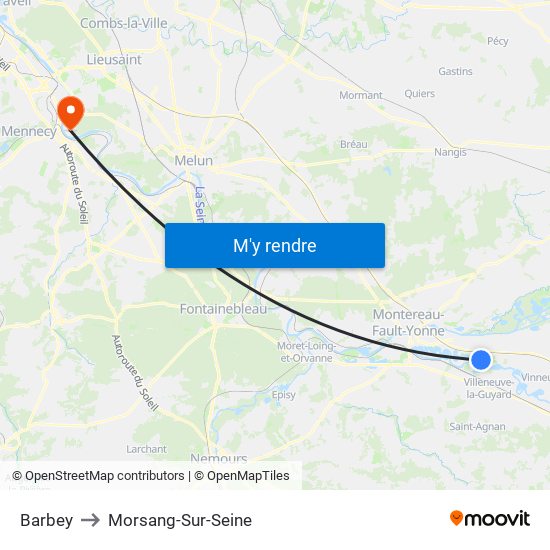 Barbey to Morsang-Sur-Seine map