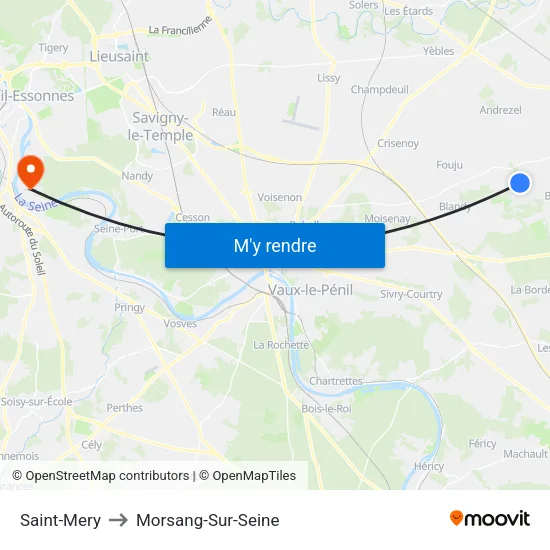Saint-Mery to Morsang-Sur-Seine map