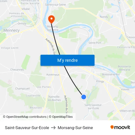 Saint-Sauveur-Sur-Ecole to Morsang-Sur-Seine map