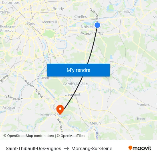 Saint-Thibault-Des-Vignes to Morsang-Sur-Seine map