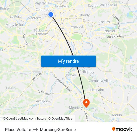 Place Voltaire to Morsang-Sur-Seine map