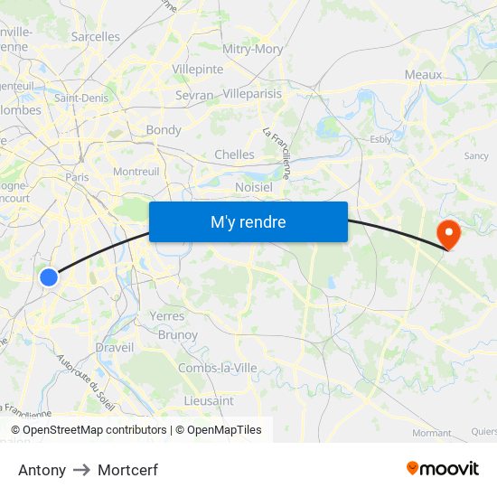 Antony to Mortcerf map