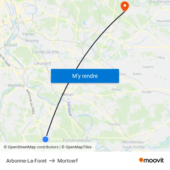 Arbonne-La-Foret to Mortcerf map