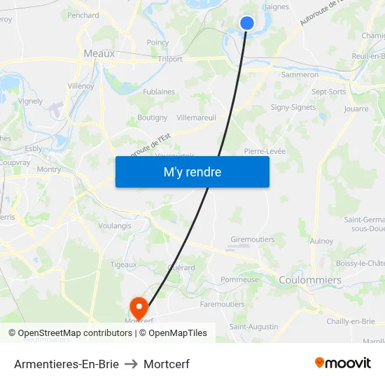 Armentieres-En-Brie to Mortcerf map