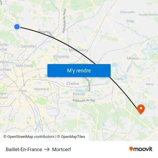 Baillet-En-France to Mortcerf map