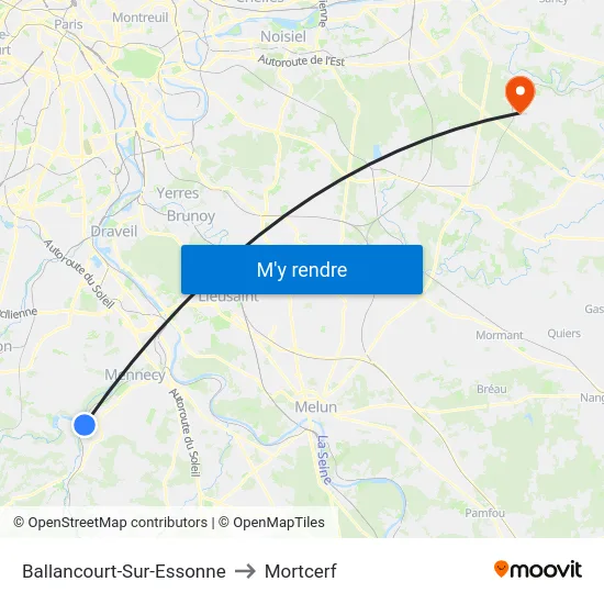 Ballancourt-Sur-Essonne to Mortcerf map