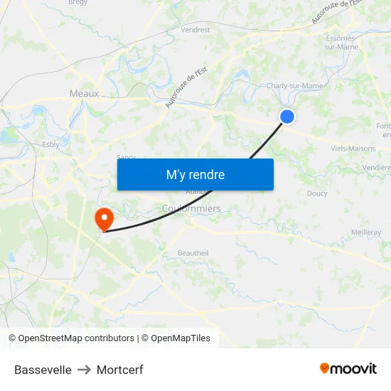 Bassevelle to Mortcerf map