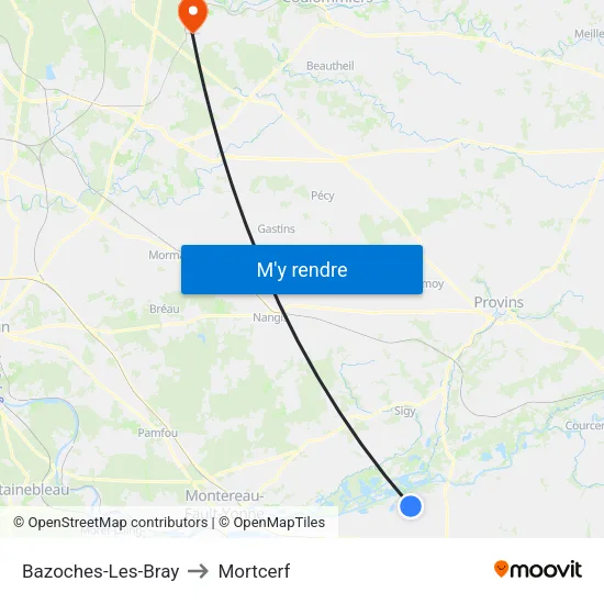 Bazoches-Les-Bray to Mortcerf map