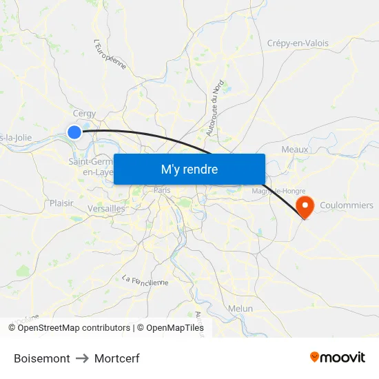 Boisemont to Mortcerf map