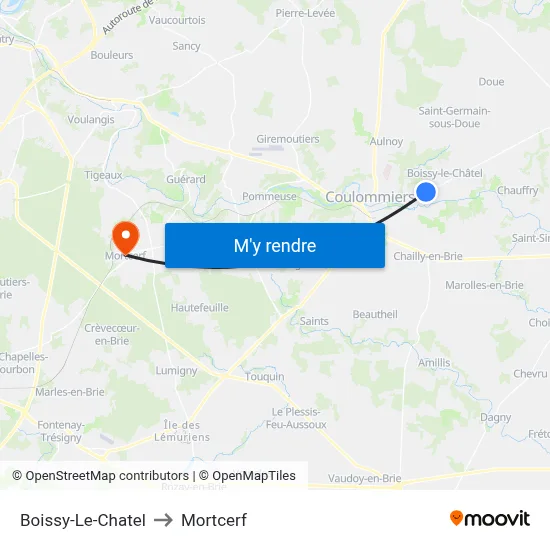 Boissy-Le-Chatel to Mortcerf map