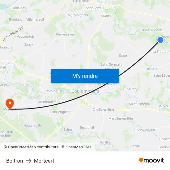 Boitron to Mortcerf map