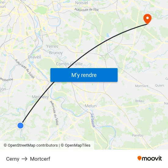 Cerny to Mortcerf map