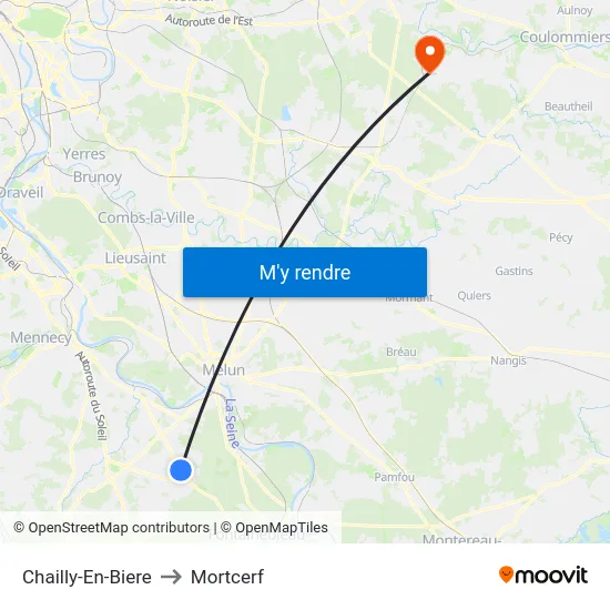 Chailly-En-Biere to Mortcerf map