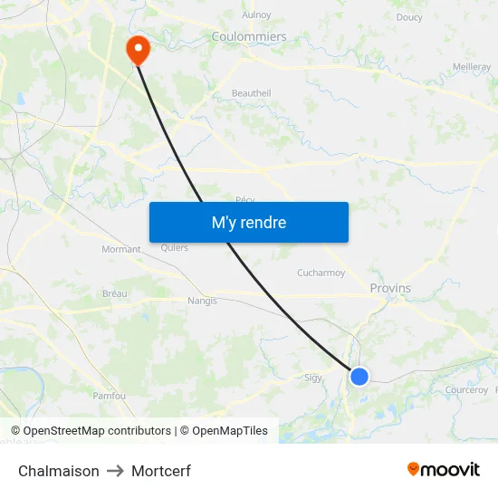 Chalmaison to Mortcerf map