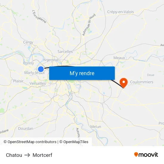 Chatou to Mortcerf map