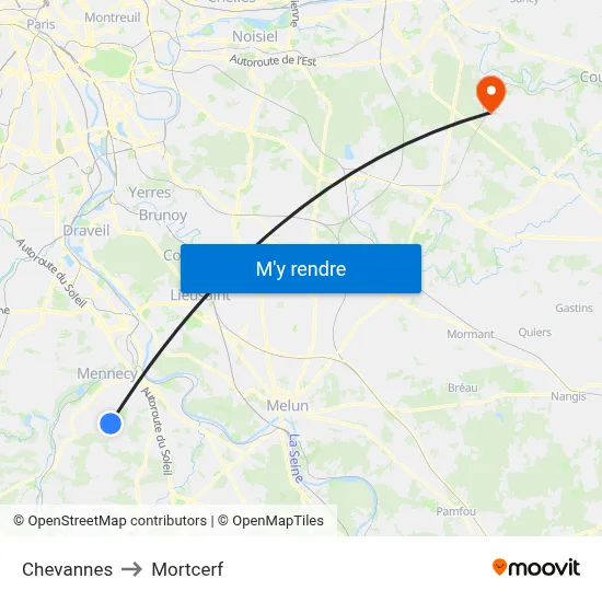 Chevannes to Mortcerf map