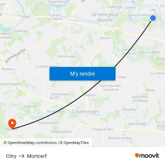 Citry to Mortcerf map