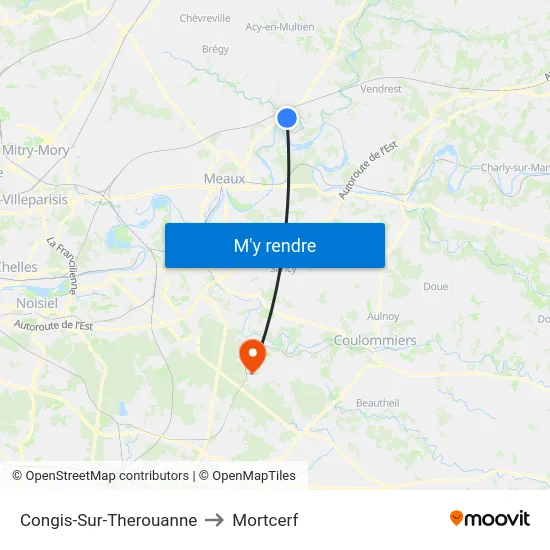 Congis-Sur-Therouanne to Mortcerf map