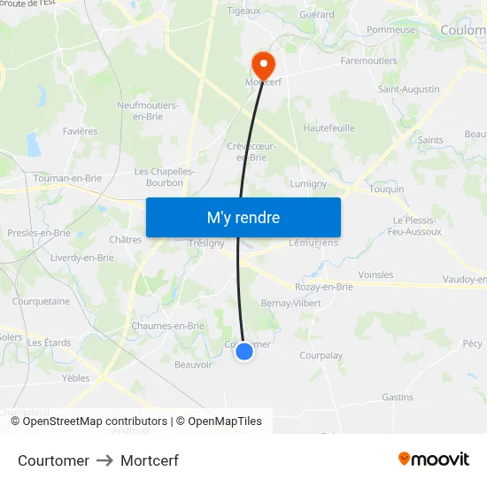 Courtomer to Mortcerf map