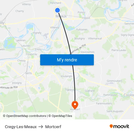 Cregy-Les-Meaux to Mortcerf map