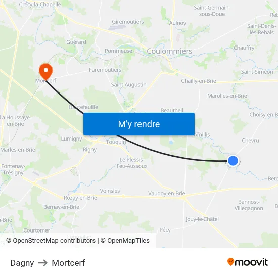 Dagny to Mortcerf map