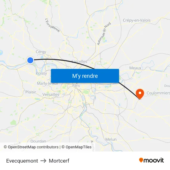 Evecquemont to Mortcerf map