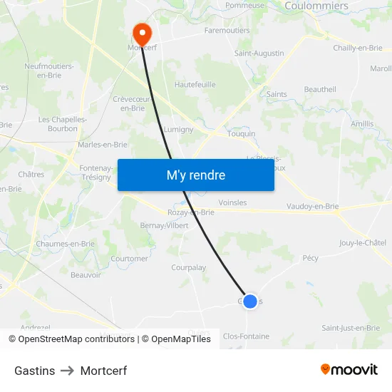 Gastins to Mortcerf map