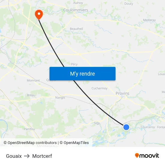 Gouaix to Mortcerf map