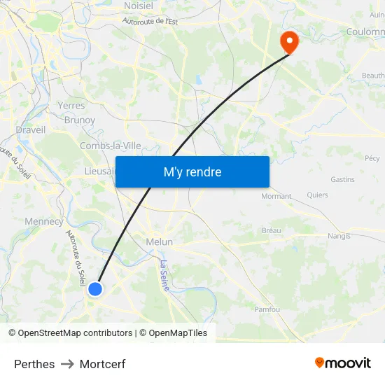 Perthes to Mortcerf map