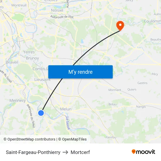 Saint-Fargeau-Ponthierry to Mortcerf map