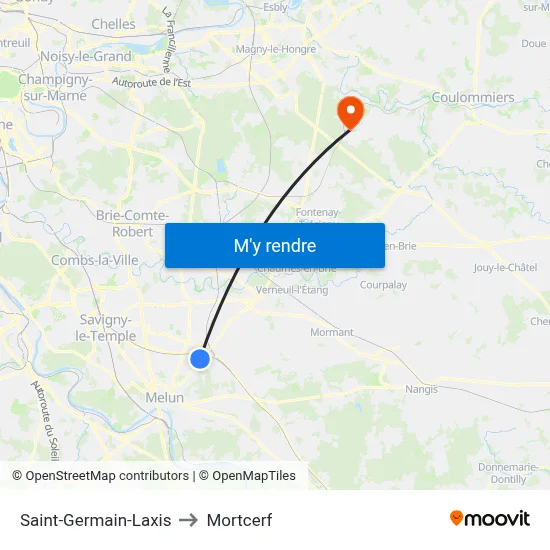 Saint-Germain-Laxis to Mortcerf map