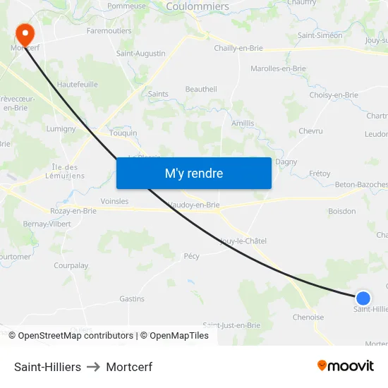 Saint-Hilliers to Mortcerf map