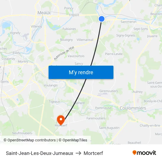 Saint-Jean-Les-Deux-Jumeaux to Mortcerf map