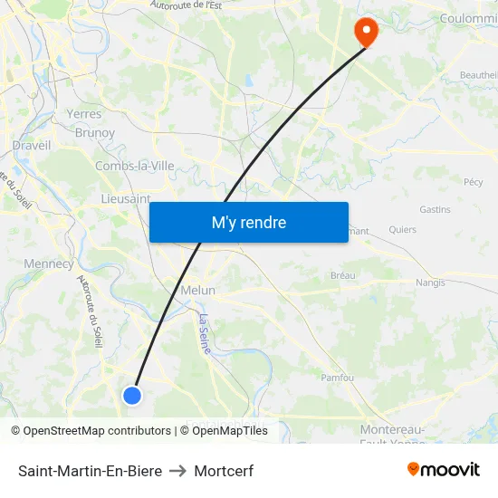 Saint-Martin-En-Biere to Mortcerf map