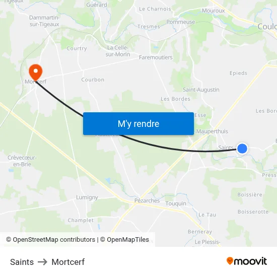 Saints to Mortcerf map