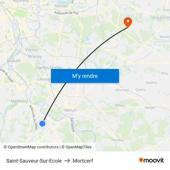 Saint-Sauveur-Sur-Ecole to Mortcerf map