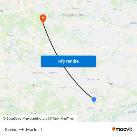Savins to Mortcerf map