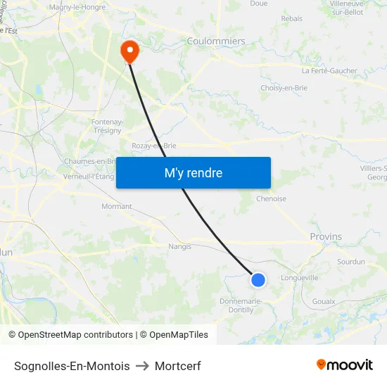 Sognolles-En-Montois to Mortcerf map