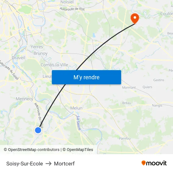 Soisy-Sur-Ecole to Mortcerf map