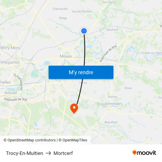 Trocy-En-Multien to Mortcerf map