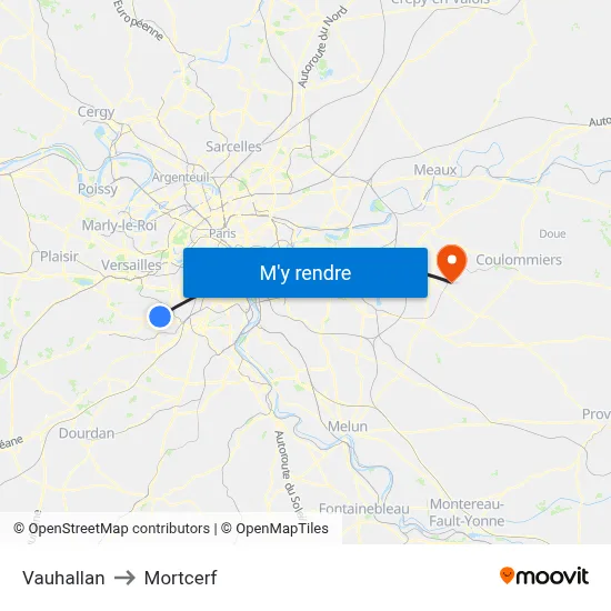 Vauhallan to Mortcerf map