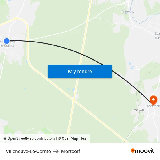Villeneuve-Le-Comte to Mortcerf map