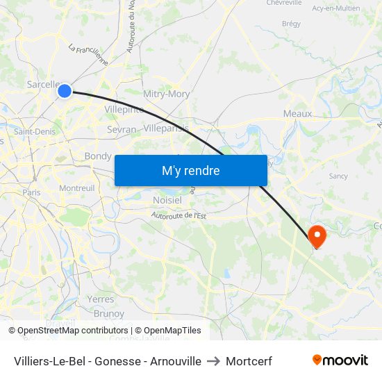 Villiers-Le-Bel - Gonesse - Arnouville to Mortcerf map