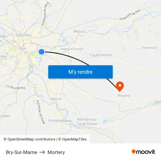 Bry-Sur-Marne to Mortery map