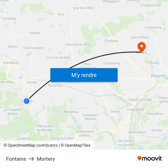 Fontains to Mortery map