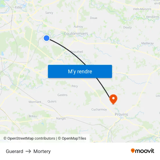 Guerard to Mortery map